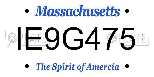 IE9G475 Massachusetts License Plate