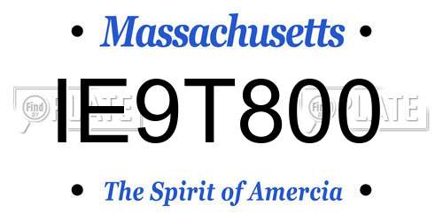 IE9T800 Massachusetts License Plate