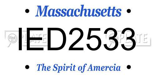 IED2533 Massachusetts License Plate