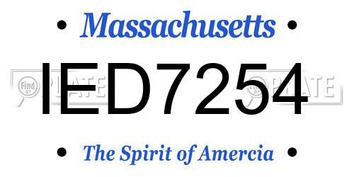 IED7254 Massachusetts License Plate