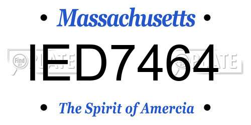 IED7464 Massachusetts License Plate