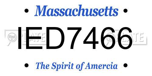IED7466 Massachusetts License Plate