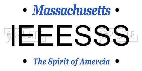 IEEESSS Massachusetts License Plate