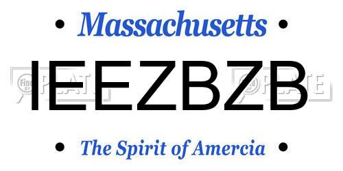 IEEZBZB Massachusetts License Plate