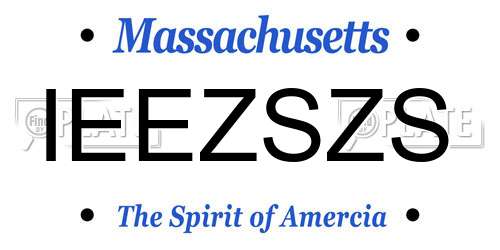 IEEZSZS Massachusetts License Plate