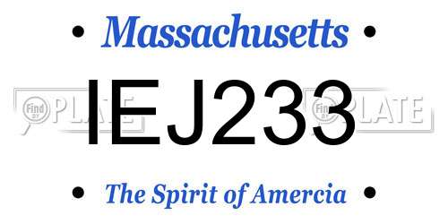 IEJ233 Massachusetts License Plate