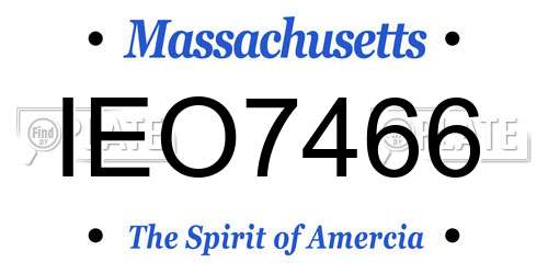 IEO7466 Massachusetts License Plate