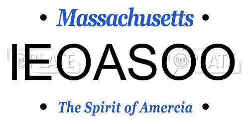 IEOASOO Massachusetts License Plate