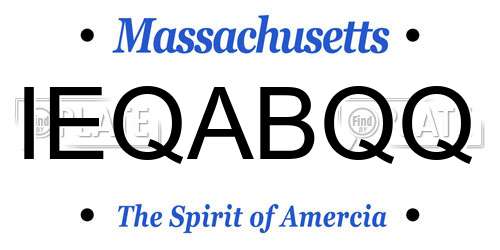 IEQABQQ Massachusetts License Plate
