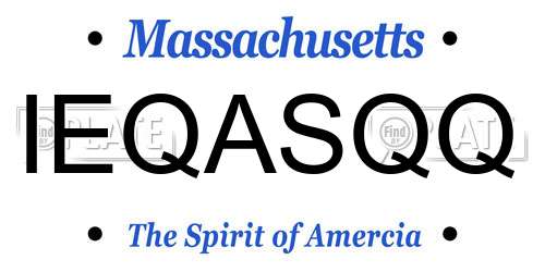 IEQASQQ Massachusetts License Plate