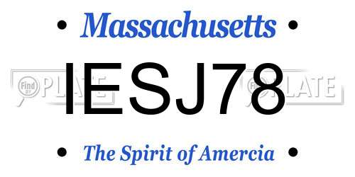 IESJ78 Massachusetts License Plate