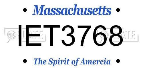 IET3768 Massachusetts License Plate