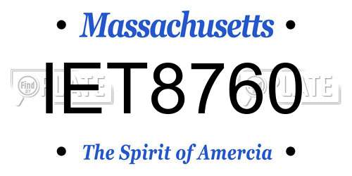 IET8760 Massachusetts License Plate