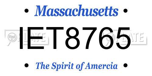IET8765 Massachusetts License Plate
