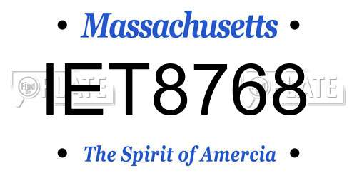 IET8768 Massachusetts License Plate