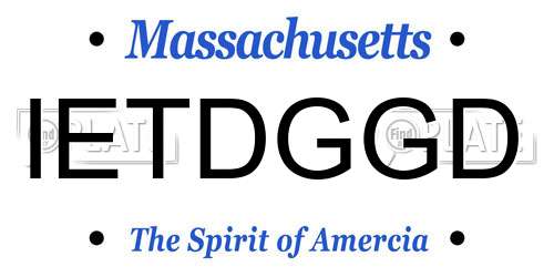 IETDGGD Massachusetts License Plate