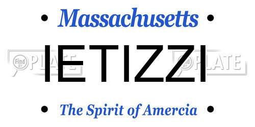 IETIZZI Massachusetts License Plate
