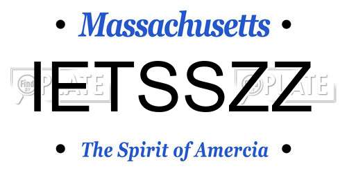 IETSSZZ Massachusetts License Plate