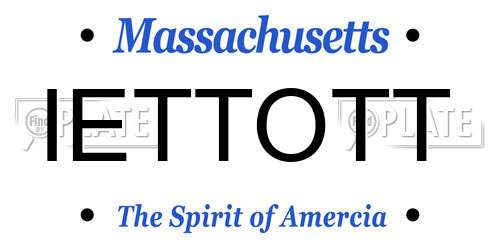 IETTOTT Massachusetts License Plate