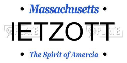 IETZOTT Massachusetts License Plate