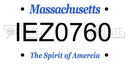 IEZ0760 Massachusetts License Plate