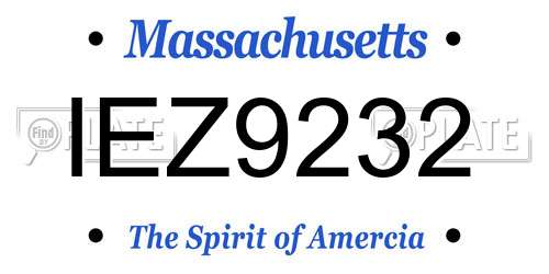 IEZ9232 Massachusetts License Plate