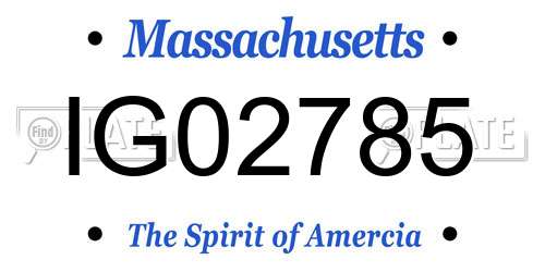 IG02785 Massachusetts License Plate