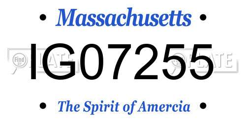 IG07255 Massachusetts License Plate