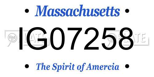 IG07258 Massachusetts License Plate
