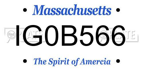IG0B566 Massachusetts License Plate