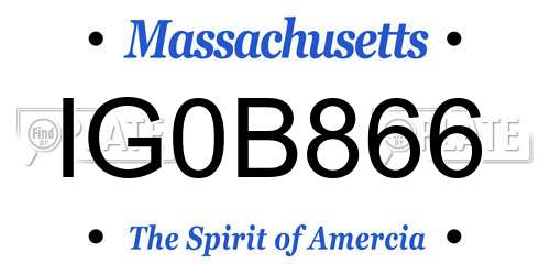 IG0B866 Massachusetts License Plate