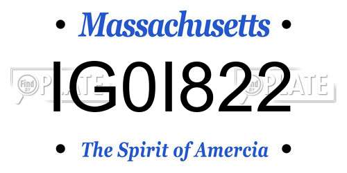 IG0I822 Massachusetts License Plate