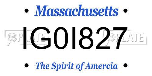 IG0I827 Massachusetts License Plate