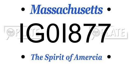 IG0I877 Massachusetts License Plate