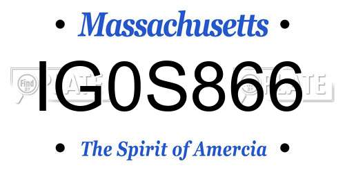IG0S866 Massachusetts License Plate