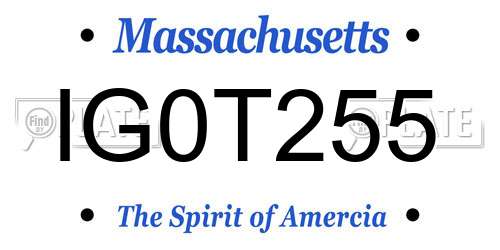IG0T255 Massachusetts License Plate
