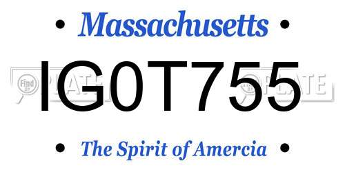 IG0T755 Massachusetts License Plate