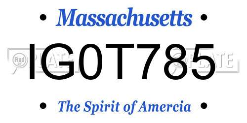 IG0T785 Massachusetts License Plate