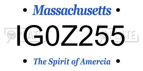 IG0Z255 Massachusetts License Plate