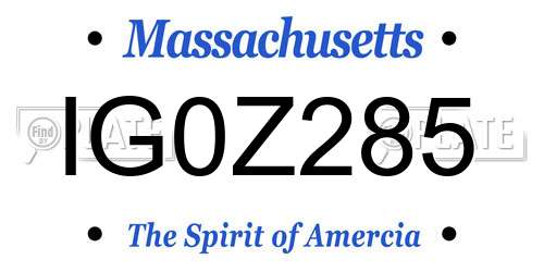 IG0Z285 Massachusetts License Plate