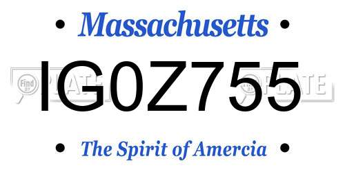 IG0Z755 Massachusetts License Plate