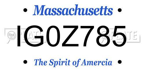 IG0Z785 Massachusetts License Plate