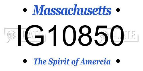 IG10850 Massachusetts License Plate
