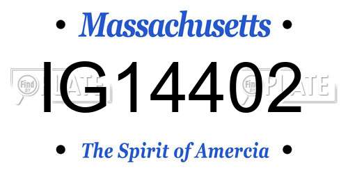 IG14402 Massachusetts License Plate