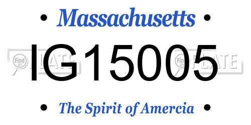 IG15005 Massachusetts License Plate