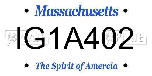 IG1A402 Massachusetts License Plate