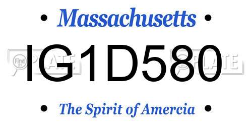IG1D580 Massachusetts License Plate