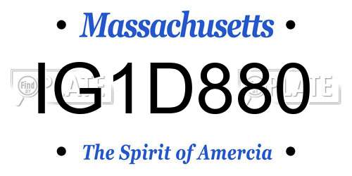 IG1D880 Massachusetts License Plate