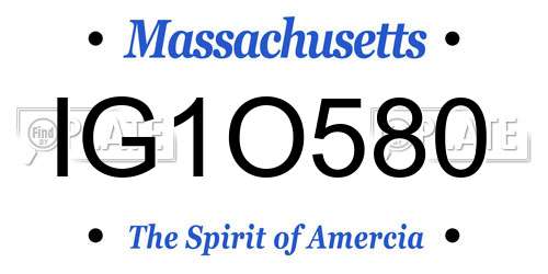 IG1O580 Massachusetts License Plate