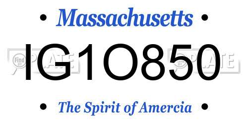 IG1O850 Massachusetts License Plate